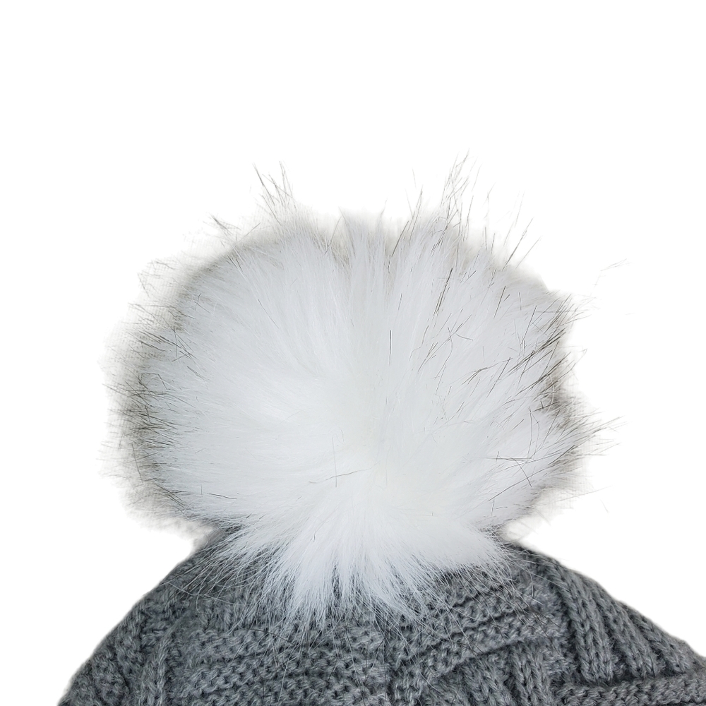 Britt's Knits Grey Plush Lined Pom Pom Knit Beanie Size OS - Picture 3 of 5